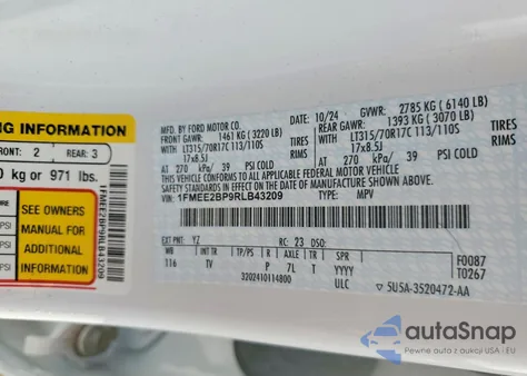 2024 Ford Bronco Wildtrak z USA, uszkodzony, nr VIN 1FMEE2BP9RLB43209